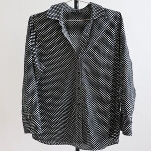 Polka dot poplin button down